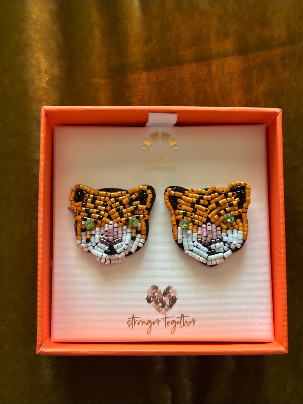 C&C California Orange Tiger Beaded Earrings
